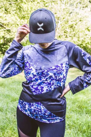women wearing medium blue digi camo jersey